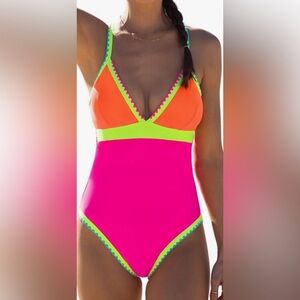 POPVIL BRAND Neon Sexy One Piece Swimsuit NWT